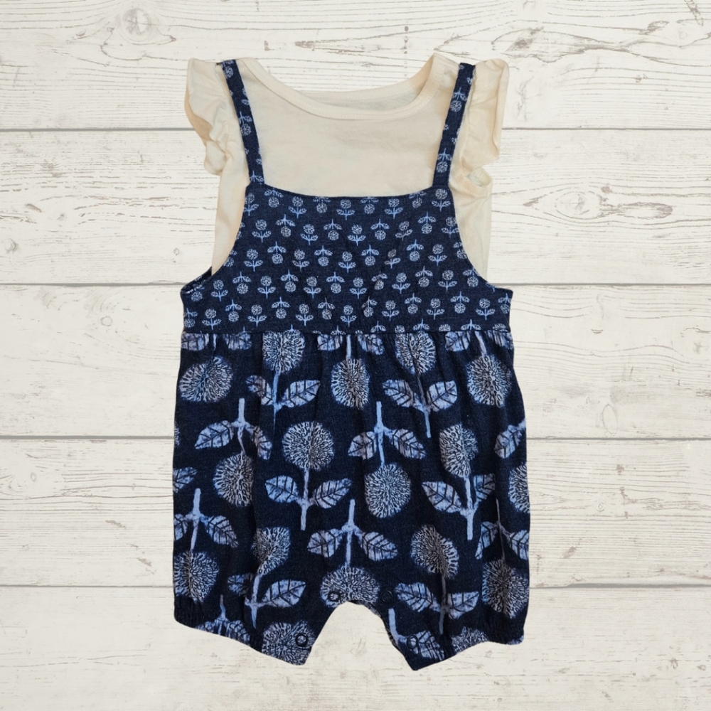 Carter's Blue Floral Romper & Tee- Size 6-9m